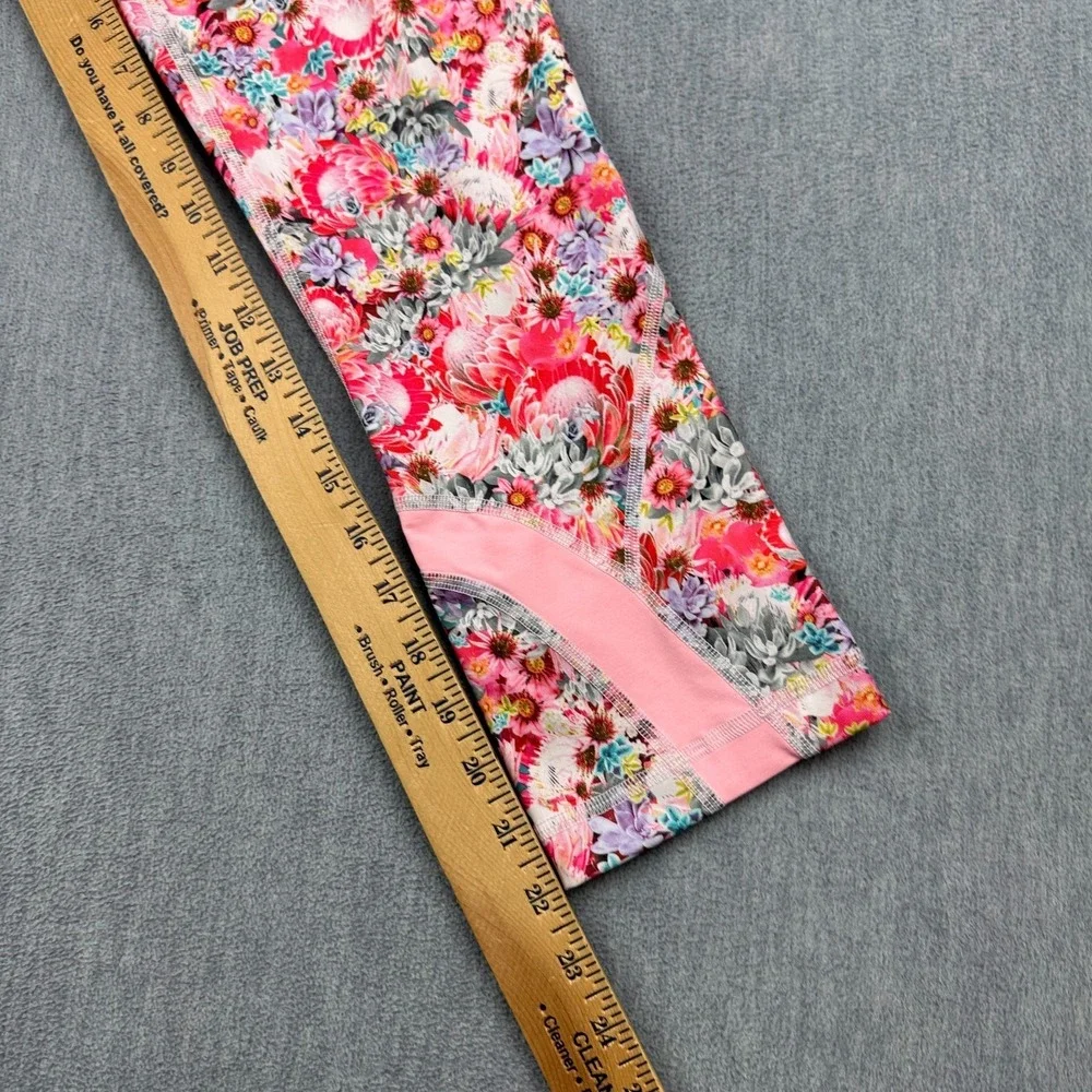 Lululemon Womens Leggings 6 Pink Flowabunga Mini Crop II Run Inspire 22" Yoga - Picture 8 of 14